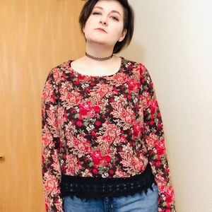 Flowered Long Sleeve with Lace Bottom (L)